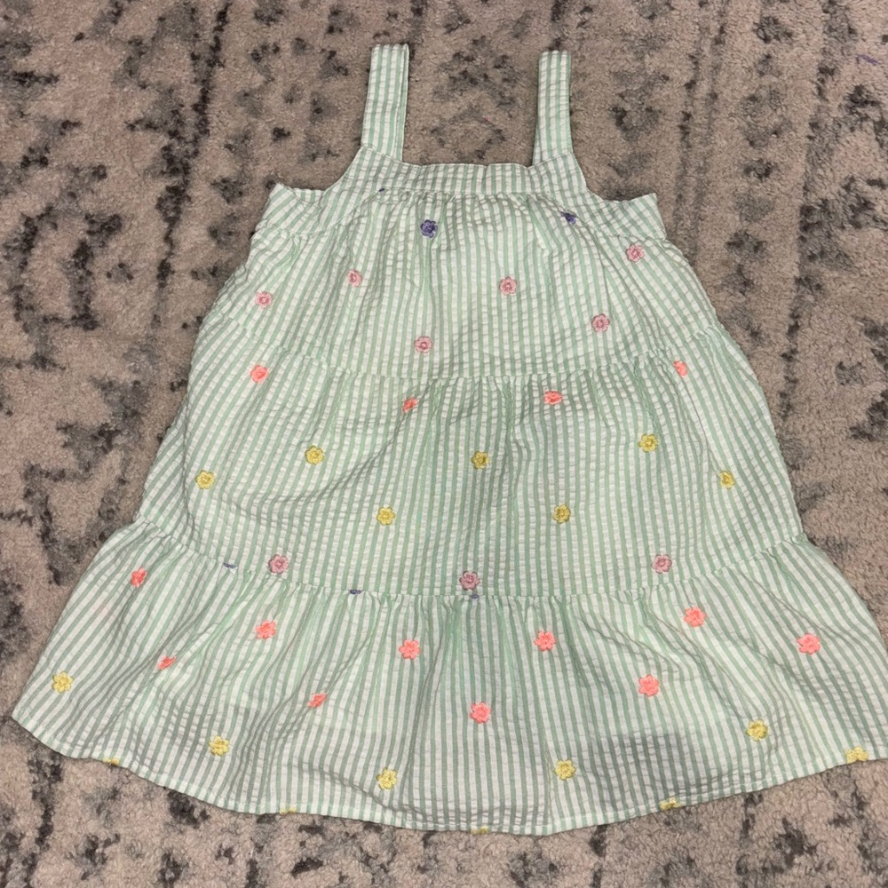 Toddler Girls Striped Sundress with Floral Embroidery